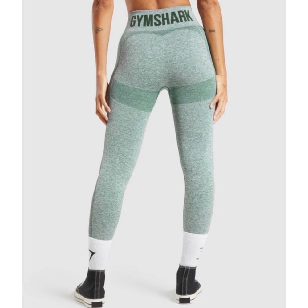 Gymshark S Flex High Waisted Elasticated Waistband Stretch Leggings Green Small